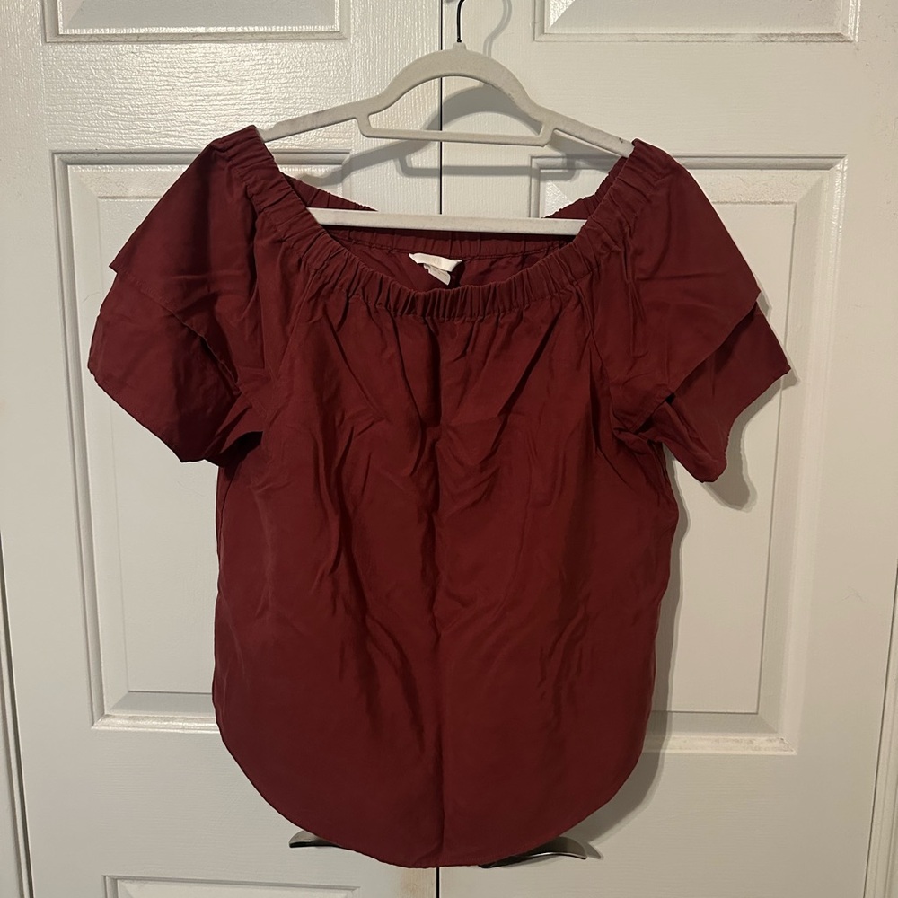 H&M Maroon Off-Shoulder Blouse